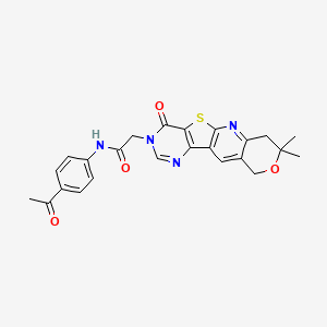 molecular formula C24H22N4O4S B3605062 N-(4-acetylphenyl)-2-(5,5-dimethyl-15-oxo-6-oxa-17-thia-2,12,14-triazatetracyclo[8.7.0.03,8.011,16]heptadeca-1,3(8),9,11(16),12-pentaen-14-yl)acetamide 
