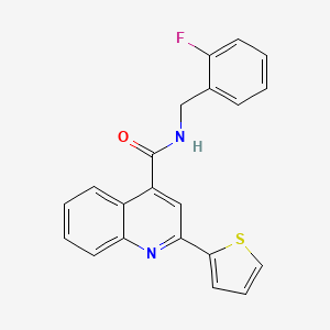 molecular formula C21H15FN2OS B3605235 N-[(2-FLUOROPHENYL)METHYL]-2-(THIOPHEN-2-YL)QUINOLINE-4-CARBOXAMIDE 
