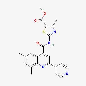 molecular formula C23H20N4O3S B3605244 METHYL 2-({[6,8-DIMETHYL-2-(4-PYRIDYL)-4-QUINOLYL]CARBONYL}AMINO)-4-METHYL-1,3-THIAZOLE-5-CARBOXYLATE 