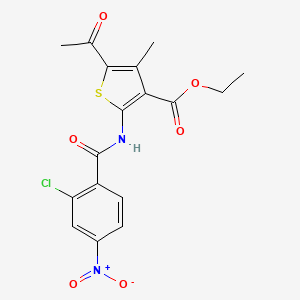 molecular formula C17H15ClN2O6S B3605254 ETHYL 5-ACETYL-2-(2-CHLORO-4-NITROBENZAMIDO)-4-METHYLTHIOPHENE-3-CARBOXYLATE 