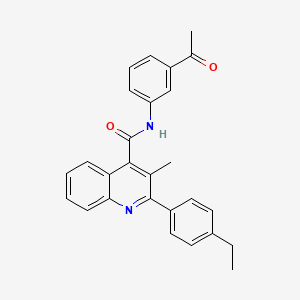 molecular formula C27H24N2O2 B3605306 N-(3-acetylphenyl)-2-(4-ethylphenyl)-3-methylquinoline-4-carboxamide 