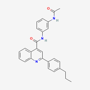 molecular formula C27H25N3O2 B3605360 N-(3-acetamidophenyl)-2-(4-propylphenyl)quinoline-4-carboxamide 