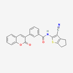 molecular formula C24H16N2O3S B3605416 N-(3-cyano-5,6-dihydro-4H-cyclopenta[b]thiophen-2-yl)-3-(2-oxo-2H-chromen-3-yl)benzamide 