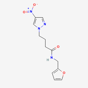 molecular formula C12H14N4O4 B3605417 N-[(FURAN-2-YL)METHYL]-4-(4-NITRO-1H-PYRAZOL-1-YL)BUTANAMIDE 