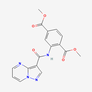 molecular formula C17H14N4O5 B3605557 Dimethyl 2-(pyrazolo[1,5-a]pyrimidine-3-carbonylamino)benzene-1,4-dicarboxylate 