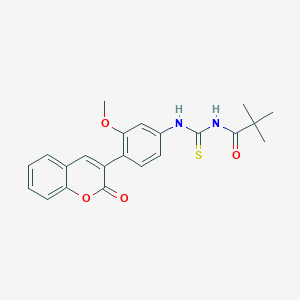 molecular formula C22H22N2O4S B3605818 N-{[3-methoxy-4-(2-oxo-2H-chromen-3-yl)phenyl]carbamothioyl}-2,2-dimethylpropanamide 