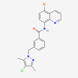 molecular formula C22H18BrClN4O B3605847 N-(5-BROMO-8-QUINOLYL)-3-[(4-CHLORO-3,5-DIMETHYL-1H-PYRAZOL-1-YL)METHYL]BENZAMIDE 