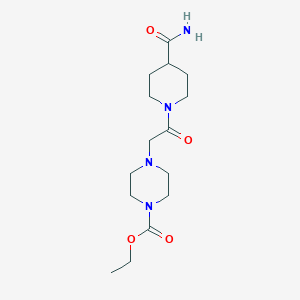 molecular formula C15H26N4O4 B3605851 Ethyl 4-[2-(4-carbamoylpiperidin-1-yl)-2-oxoethyl]piperazine-1-carboxylate 
