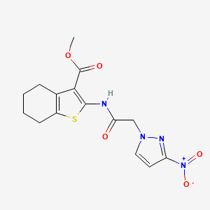 molecular formula C15H16N4O5S B3605971 METHYL 2-[2-(3-NITRO-1H-PYRAZOL-1-YL)ACETAMIDO]-4,5,6,7-TETRAHYDRO-1-BENZOTHIOPHENE-3-CARBOXYLATE 