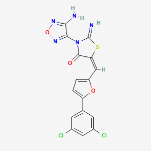 molecular formula C16H9Cl2N5O3S B3606129 (5E)-3-(4-amino-1,2,5-oxadiazol-3-yl)-5-{[5-(3,5-dichlorophenyl)furan-2-yl]methylidene}-2-imino-1,3-thiazolidin-4-one 