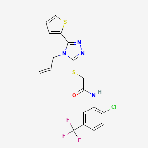 molecular formula C18H14ClF3N4OS2 B3606214 N-[2-chloro-5-(trifluoromethyl)phenyl]-2-{[4-(prop-2-en-1-yl)-5-(thiophen-2-yl)-4H-1,2,4-triazol-3-yl]sulfanyl}acetamide 
