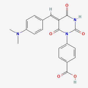molecular formula C20H17N3O5 B3606225 4-[(5Z)-5-{[4-(DIMETHYLAMINO)PHENYL]METHYLIDENE}-2,4,6-TRIOXO-1,3-DIAZINAN-1-YL]BENZOIC ACID 