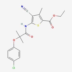 molecular formula C19H19ClN2O4S B3606273 ethyl 5-(2-(4-chlorophenoxy)-2-methylpropanamido)-4-cyano-3-methylthiophene-2-carboxylate 