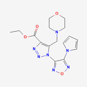 molecular formula C16H19N7O4 B3606295 ETHYL 5-[(MORPHOLIN-4-YL)METHYL]-1-[4-(1H-PYRROL-1-YL)-1,2,5-OXADIAZOL-3-YL]-1H-1,2,3-TRIAZOLE-4-CARBOXYLATE 