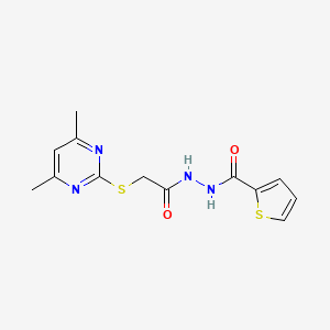 molecular formula C13H14N4O2S2 B3606311 N'~2~-{2-[(4,6-DIMETHYL-2-PYRIMIDINYL)SULFANYL]ACETYL}-2-THIOPHENECARBOHYDRAZIDE 