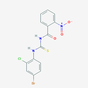 molecular formula C14H9BrClN3O3S B3606362 N-[(4-bromo-2-chlorophenyl)carbamothioyl]-2-nitrobenzamide 