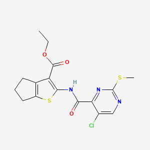molecular formula C16H16ClN3O3S2 B3606364 ETHYL 2-[5-CHLORO-2-(METHYLSULFANYL)PYRIMIDINE-4-AMIDO]-4H,5H,6H-CYCLOPENTA[B]THIOPHENE-3-CARBOXYLATE 