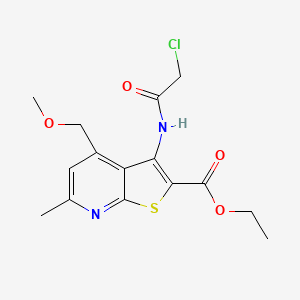 molecular formula C15H17ClN2O4S B3606453 ETHYL 3-(2-CHLOROACETAMIDO)-4-(METHOXYMETHYL)-6-METHYLTHIENO[2,3-B]PYRIDINE-2-CARBOXYLATE 