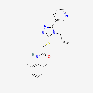 molecular formula C21H23N5OS B3606468 2-{[4-(prop-2-en-1-yl)-5-(pyridin-3-yl)-4H-1,2,4-triazol-3-yl]sulfanyl}-N-(2,4,6-trimethylphenyl)acetamide 