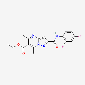 molecular formula C18H16F2N4O3 B3606670 ethyl 2-[(2,4-difluoroanilino)carbonyl]-5,7-dimethylpyrazolo[1,5-a]pyrimidine-6-carboxylate 