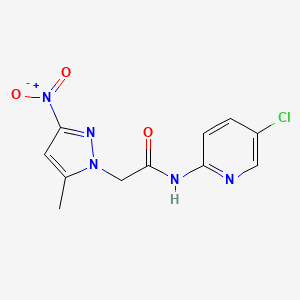 molecular formula C11H10ClN5O3 B3606699 N-(5-chloropyridin-2-yl)-2-(5-methyl-3-nitro-1H-pyrazol-1-yl)acetamide 