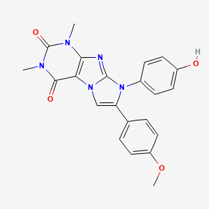 molecular formula C22H19N5O4 B3606711 8-(4-HYDROXYPHENYL)-7-(4-METHOXYPHENYL)-1,3-DIMETHYL-1H,2H,3H,4H,8H-IMIDAZO[1,2-G]PURINE-2,4-DIONE 