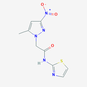 molecular formula C9H9N5O3S B3606771 2-(5-methyl-3-nitro-1H-pyrazol-1-yl)-N-(1,3-thiazol-2-yl)acetamide 