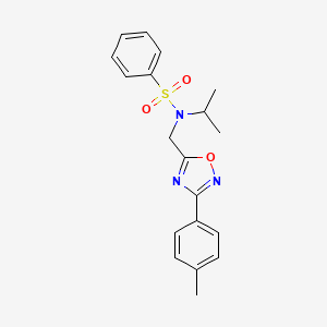 molecular formula C19H21N3O3S B3606789 N-{[3-(4-Methylphenyl)-1,2,4-oxadiazol-5-YL]methyl}-N-(propan-2-YL)benzenesulfonamide 