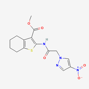 molecular formula C15H16N4O5S B3606814 METHYL 2-{[2-(4-NITRO-1H-PYRAZOL-1-YL)ACETYL]AMINO}-4,5,6,7-TETRAHYDRO-1-BENZOTHIOPHENE-3-CARBOXYLATE 
