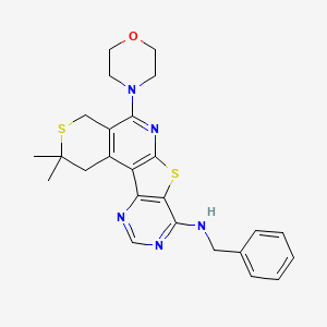 molecular formula C25H27N5OS2 B3606817 N-benzyl-4,4-dimethyl-8-morpholin-4-yl-5,11-dithia-9,14,16-triazatetracyclo[8.7.0.02,7.012,17]heptadeca-1(10),2(7),8,12(17),13,15-hexaen-13-amine 