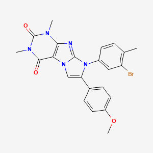 molecular formula C23H20BrN5O3 B3606909 8-(3-BROMO-4-METHYLPHENYL)-7-(4-METHOXYPHENYL)-1,3-DIMETHYL-1H,2H,3H,4H,8H-IMIDAZO[1,2-G]PURINE-2,4-DIONE 