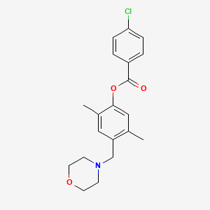 molecular formula C20H22ClNO3 B3606953 2,5-Dimethyl-4-(morpholinomethyl)phenyl 4-chlorobenzoate 