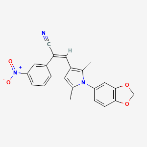 molecular formula C22H17N3O4 B3607013 (2E)-3-[1-(1,3-benzodioxol-5-yl)-2,5-dimethyl-1H-pyrrol-3-yl]-2-(3-nitrophenyl)prop-2-enenitrile 