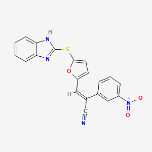 molecular formula C20H12N4O3S B3607027 (2E)-3-[5-(1H-benzimidazol-2-ylsulfanyl)furan-2-yl]-2-(3-nitrophenyl)prop-2-enenitrile 