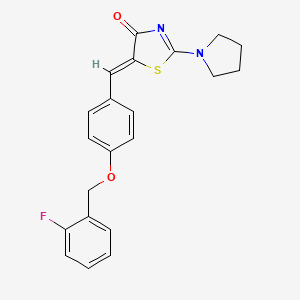 molecular formula C21H19FN2O2S B3607029 (5Z)-5-({4-[(2-FLUOROPHENYL)METHOXY]PHENYL}METHYLIDENE)-2-(PYRROLIDIN-1-YL)-4,5-DIHYDRO-1,3-THIAZOL-4-ONE 