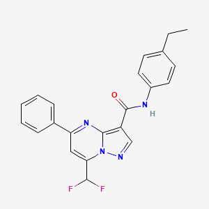 molecular formula C22H18F2N4O B3607087 7-(DIFLUOROMETHYL)-N~3~-(4-ETHYLPHENYL)-5-PHENYLPYRAZOLO[1,5-A]PYRIMIDINE-3-CARBOXAMIDE 