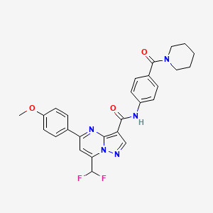 molecular formula C27H25F2N5O3 B3607099 7-(difluoromethyl)-5-(4-methoxyphenyl)-N-[4-(piperidin-1-ylcarbonyl)phenyl]pyrazolo[1,5-a]pyrimidine-3-carboxamide CAS No. 492433-51-9