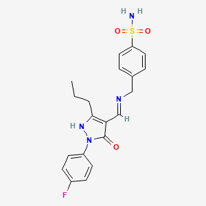 molecular formula C20H21FN4O3S B3607153 4-[({[(4Z)-1-(4-FLUOROPHENYL)-5-OXO-3-PROPYL-4,5-DIHYDRO-1H-PYRAZOL-4-YLIDENE]METHYL}AMINO)METHYL]BENZENE-1-SULFONAMIDE 