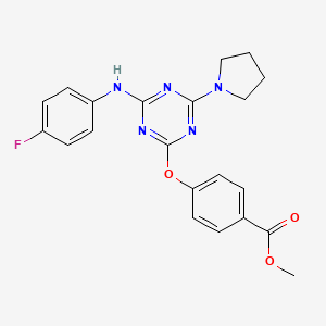 molecular formula C21H20FN5O3 B3607181 methyl 4-({4-[(4-fluorophenyl)amino]-6-(pyrrolidin-1-yl)-1,3,5-triazin-2-yl}oxy)benzoate 