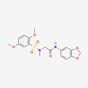 molecular formula C18H20N2O7S B3607257 N-1,3-benzodioxol-5-yl-N~2~-[(2,5-dimethoxyphenyl)sulfonyl]-N~2~-methylglycinamide 