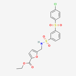 molecular formula C20H18ClNO7S2 B3607302 ETHYL 5-{[3-(4-CHLOROBENZENESULFONYL)BENZENESULFONAMIDO]METHYL}FURAN-2-CARBOXYLATE 