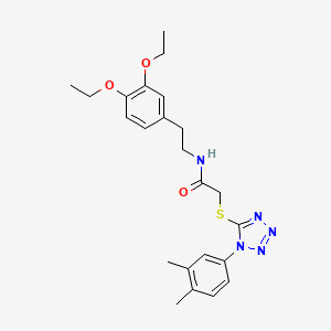 molecular formula C23H29N5O3S B3607373 N-[2-(3,4-DIETHOXYPHENYL)ETHYL]-2-{[1-(3,4-DIMETHYLPHENYL)-1H-1,2,3,4-TETRAZOL-5-YL]SULFANYL}ACETAMIDE 