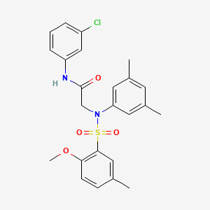 molecular formula C24H25ClN2O4S B3607429 N-(3-chlorophenyl)-2-(N-(2-methoxy-5-methylphenyl)sulfonyl-3,5-dimethylanilino)acetamide 