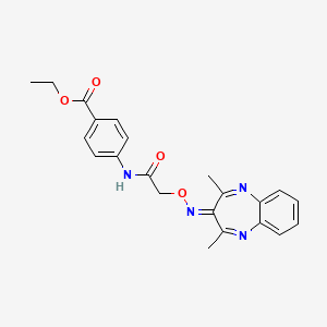 molecular formula C22H22N4O4 B3607470 ethyl 4-(2-{[(2,4-dimethyl-3H-1,5-benzodiazepin-3-ylidene)amino]oxy}acetamido)benzoate 