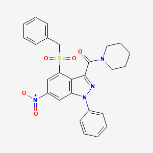 molecular formula C26H24N4O5S B3607744 [4-(BENZYLSULFONYL)-6-NITRO-1-PHENYL-1H-INDAZOL-3-YL](PIPERIDINO)METHANONE 