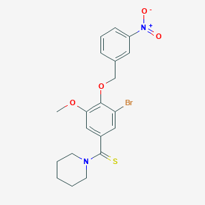 molecular formula C20H21BrN2O4S B3607761 1-({3-bromo-5-methoxy-4-[(3-nitrobenzyl)oxy]phenyl}carbonothioyl)piperidine 