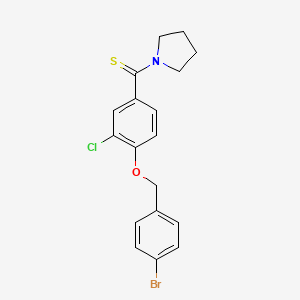 molecular formula C18H17BrClNOS B3607786 1-({4-[(4-bromobenzyl)oxy]-3-chlorophenyl}carbonothioyl)pyrrolidine 