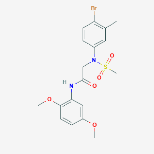 molecular formula C18H21BrN2O5S B3607865 N~2~-(4-bromo-3-methylphenyl)-N~1~-(2,5-dimethoxyphenyl)-N~2~-(methylsulfonyl)glycinamide 