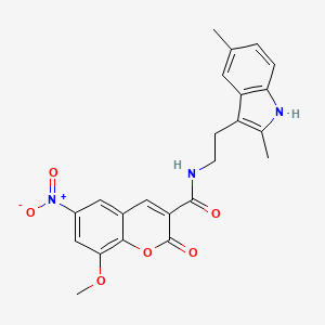 molecular formula C23H21N3O6 B3607923 N-[2-(2,5-dimethyl-1H-indol-3-yl)ethyl]-8-methoxy-6-nitro-2-oxo-2H-chromene-3-carboxamide 