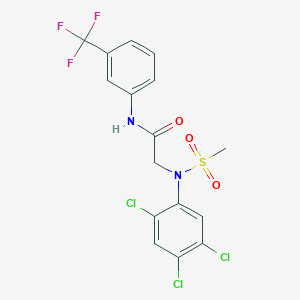 molecular formula C16H12Cl3F3N2O3S B3607930 N~2~-(methylsulfonyl)-N~2~-(2,4,5-trichlorophenyl)-N~1~-[3-(trifluoromethyl)phenyl]glycinamide 